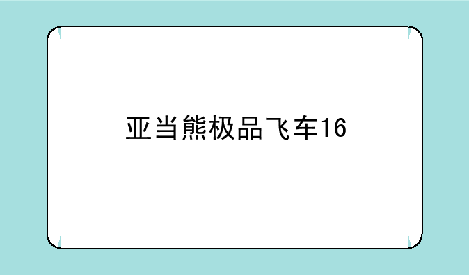 亚当熊极品飞车16