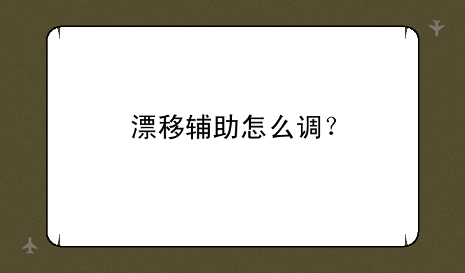 漂移辅助怎么调？