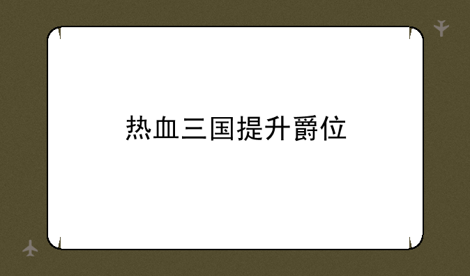 热血三国提升爵位