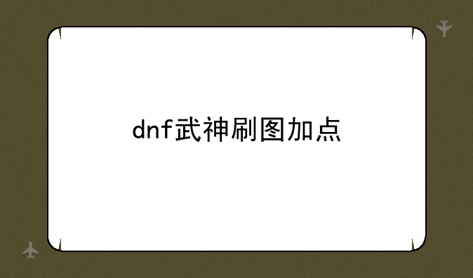 dnf武神刷图加点