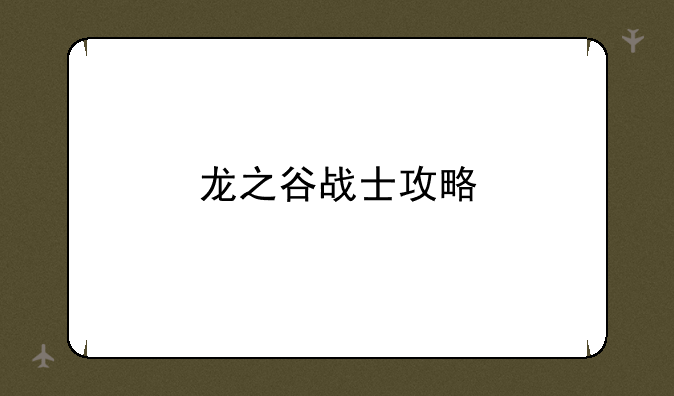 龙之谷战士攻略