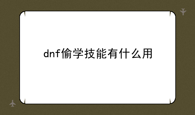 dnf偷学技能有什么用