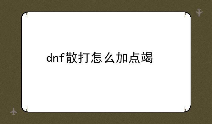 dnf散打怎么加点端游