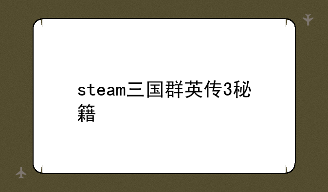 steam三国群英传3秘籍