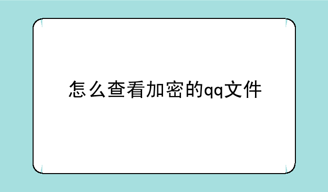 怎么查看加密的qq文件