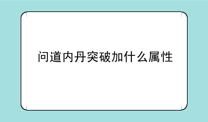 问道内丹突破加什么属性