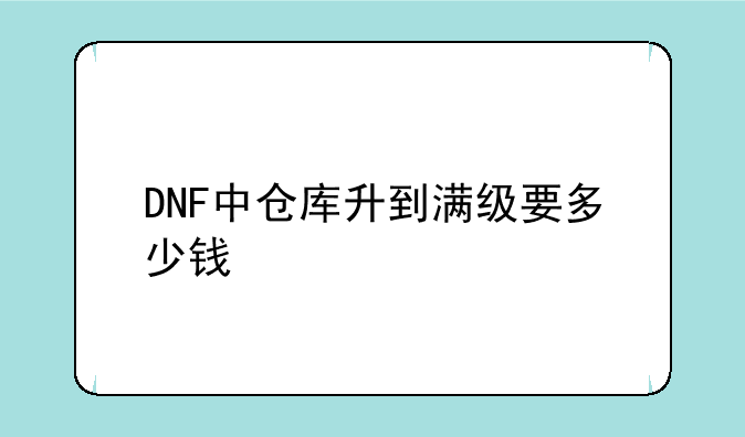 DNF中仓库升到满级要多少钱