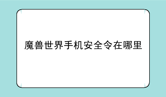 魔兽世界手机安全令在哪里