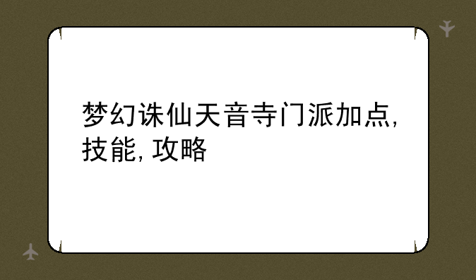 梦幻诛仙天音寺门派加点,技能,攻略