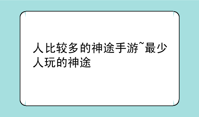 人比较多的神途手游~最少人玩的神途